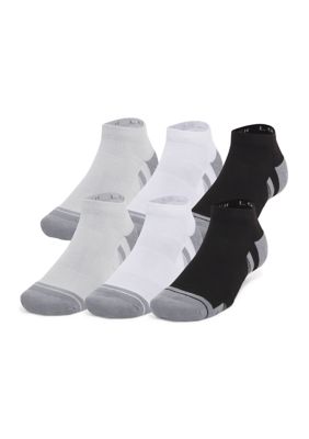 Under Armour Men's Performance Techâ¢ Unisex 6-Pack Low Socks, Black, Large