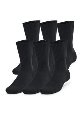 Under Armour Men's Crew Socks - 6 Pack, Black, Large