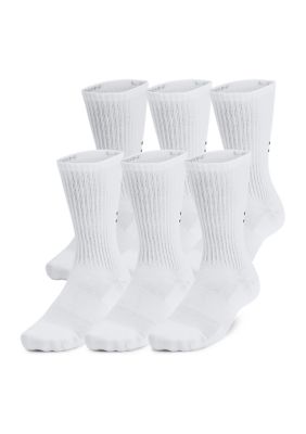 Under Armour Men's Crew Socks - 6 Pack, White, Large