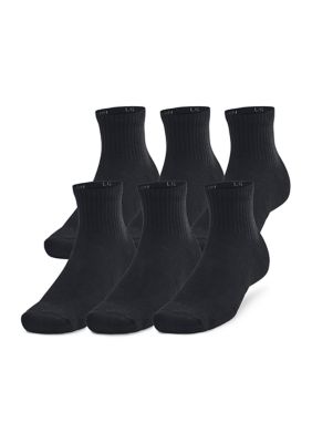 Under Armour Men's Quarter Socks - 6 Pack, Black, Large