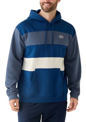 Under Armour Men's Rival Fleece Striped Hoodie, Navy Blue, Large