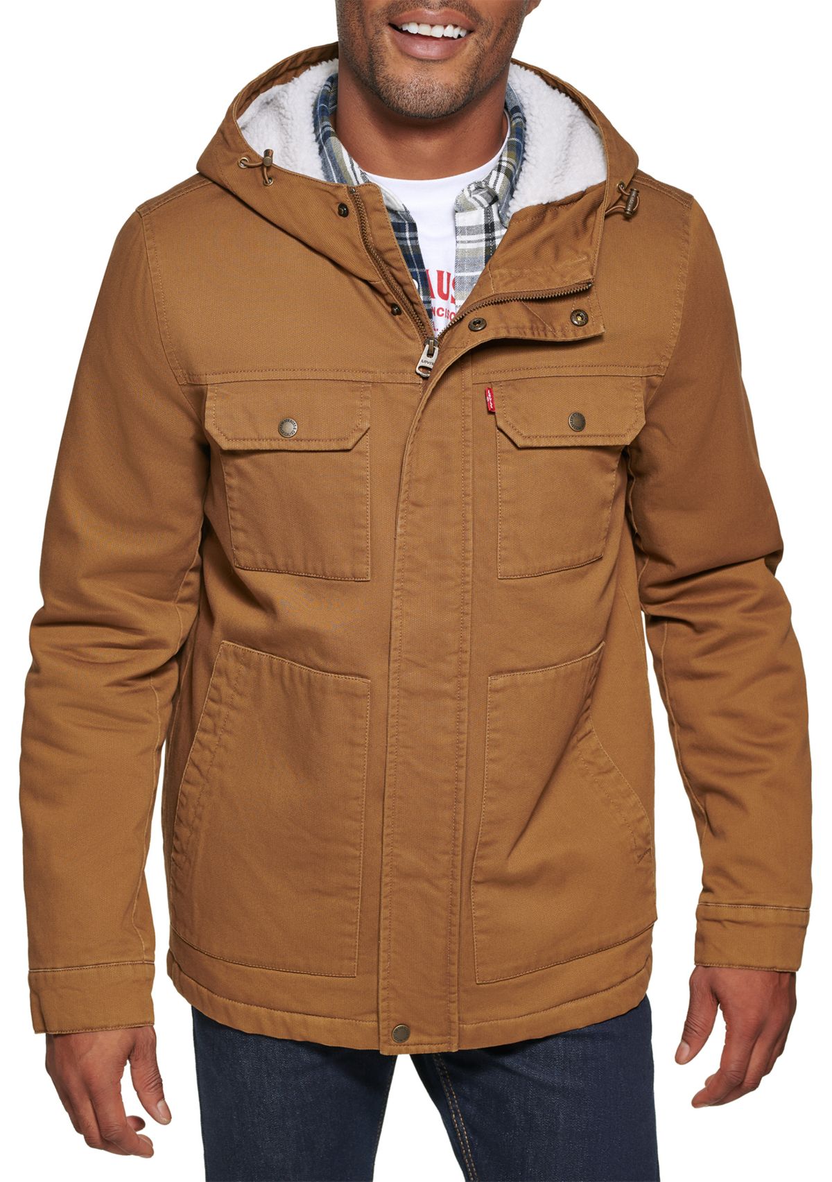 Mens Bedford Corduroy Workwear Jacket With Sherpa Lined Hood