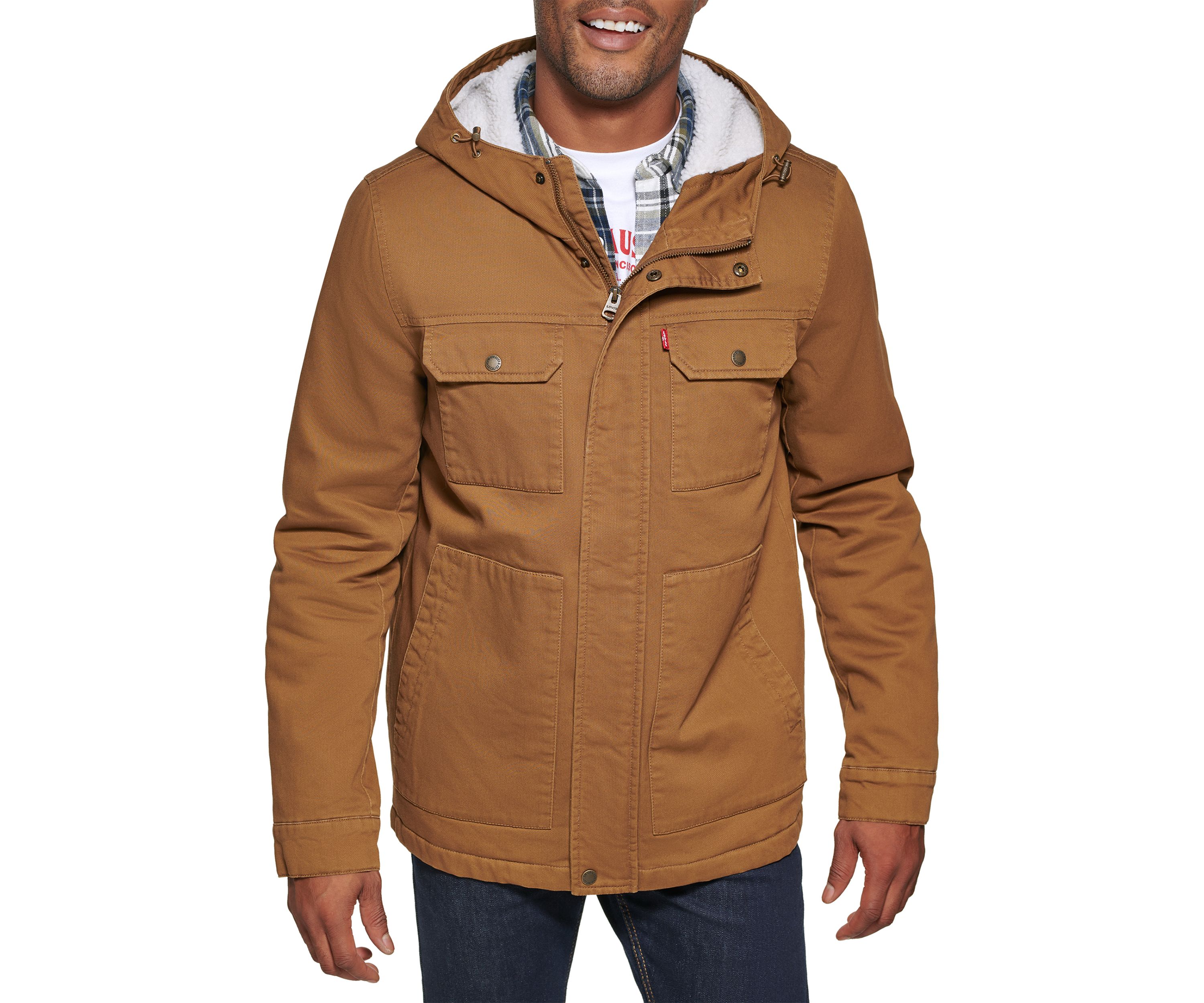 Mens Bedford Corduroy Workwear Jacket With Sherpa Lined Hood