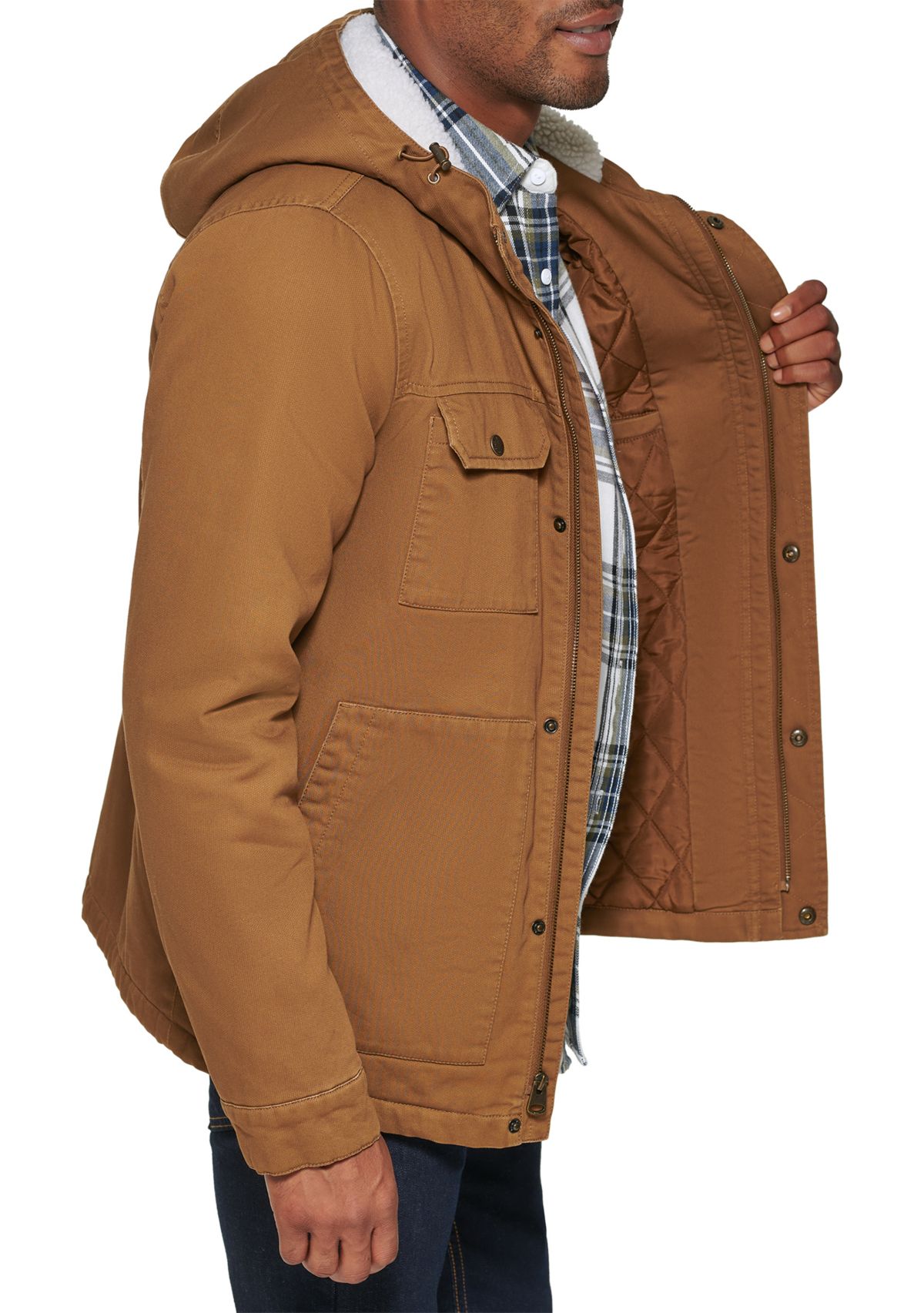 Mens Bedford Corduroy Workwear Jacket With Sherpa Lined Hood