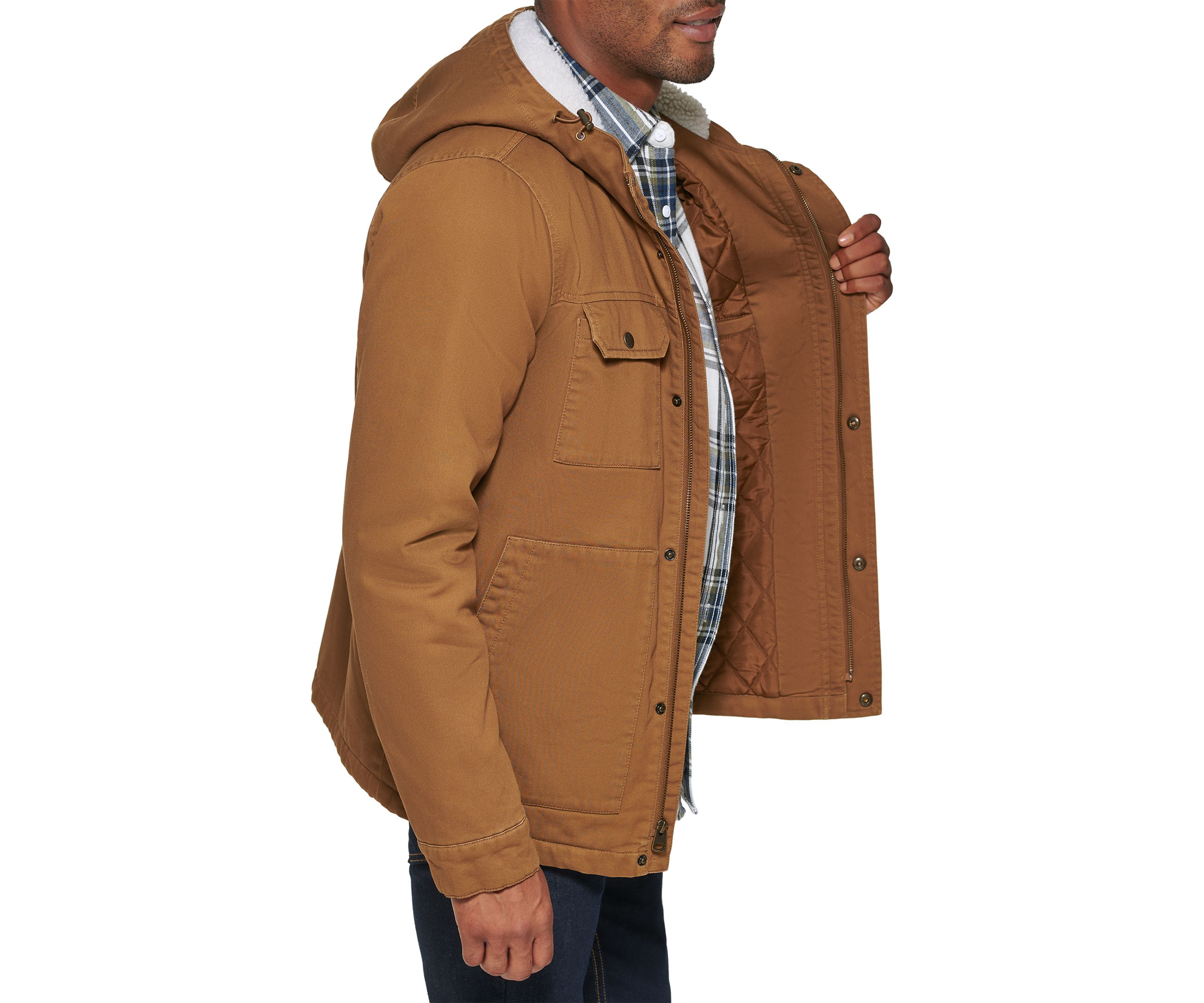 Mens Bedford Corduroy Workwear Jacket With Sherpa Lined Hood