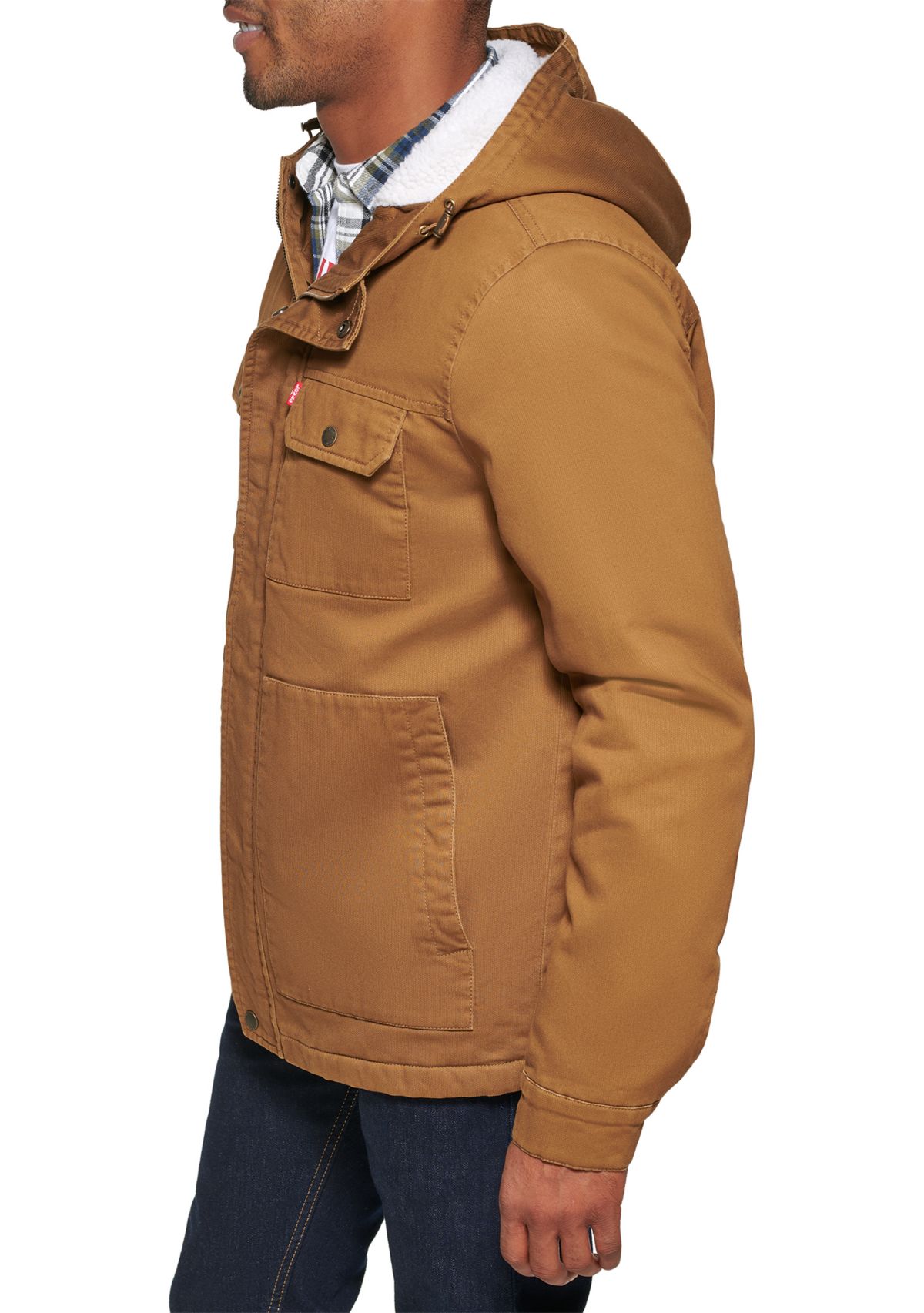 Mens Bedford Corduroy Workwear Jacket With Sherpa Lined Hood