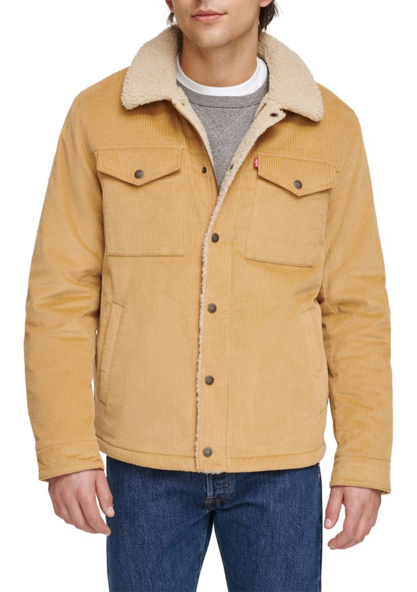 Mens Corduroy Jacket with Sherpa Lining and Collar