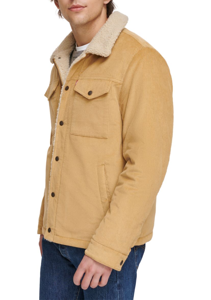 Mens Corduroy Jacket with Sherpa Lining and Collar