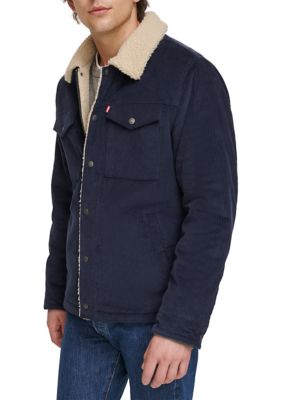 Mens Corduroy Jacket with Sherpa Lining and Collar