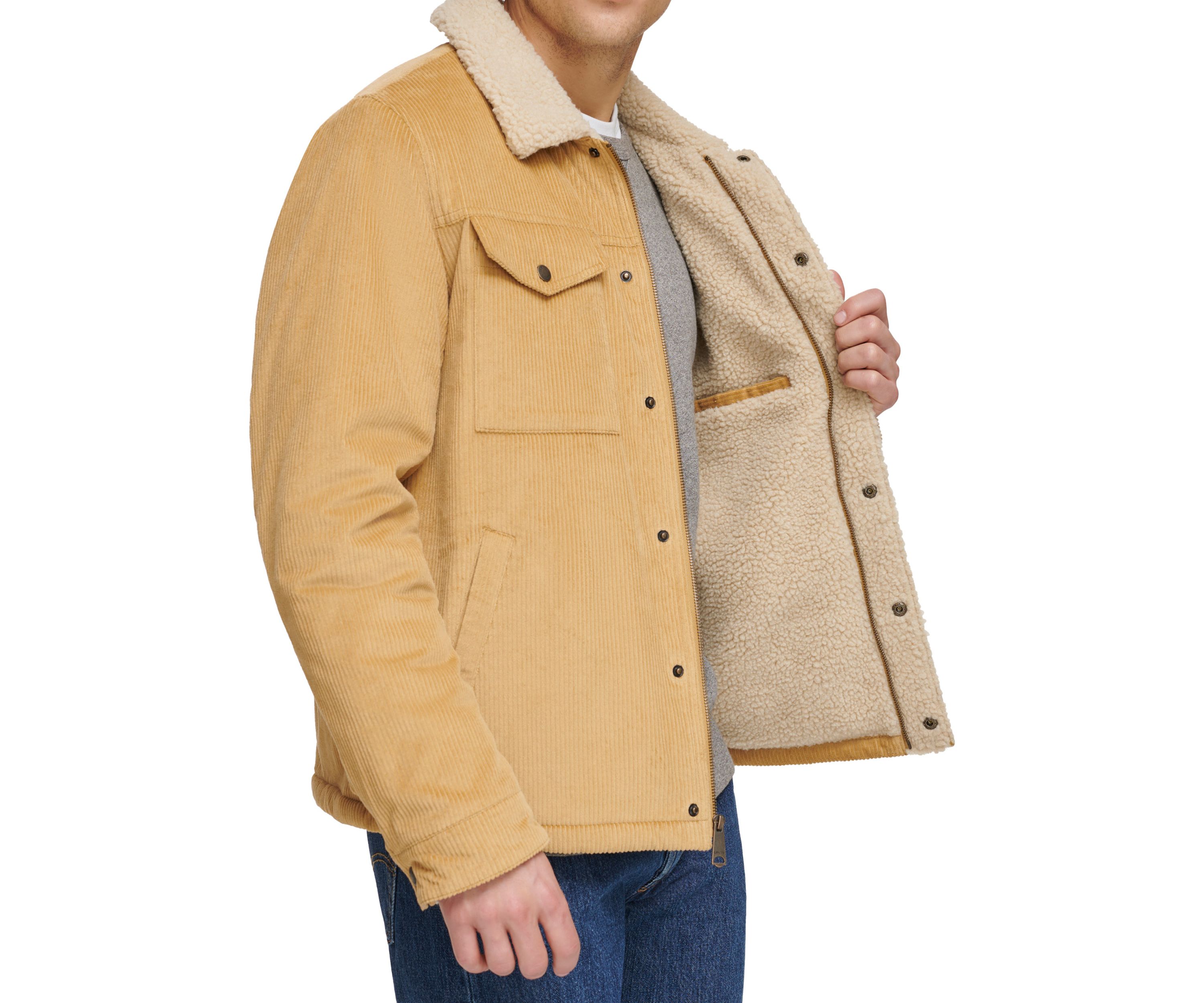 Mens Corduroy Jacket with Sherpa Lining and Collar