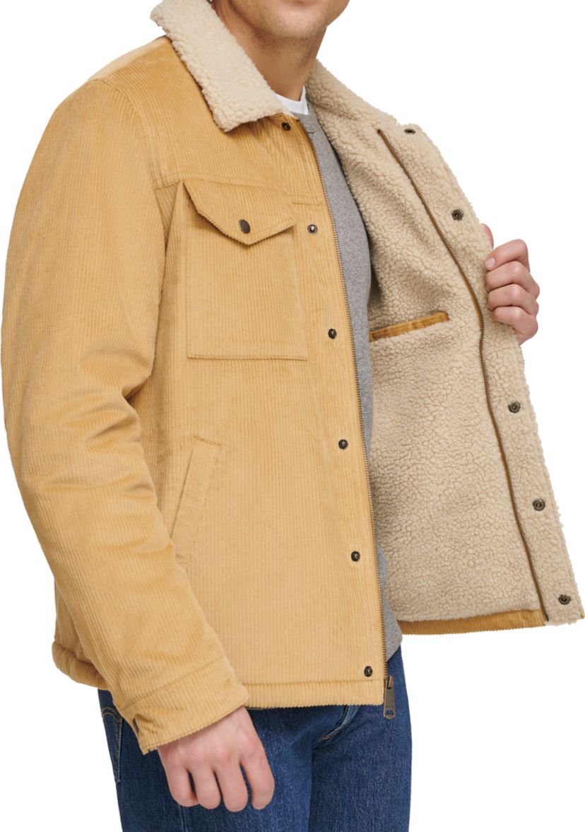 Mens Corduroy Jacket with Sherpa Lining and Collar