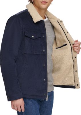 Mens Corduroy Jacket with Sherpa Lining and Collar