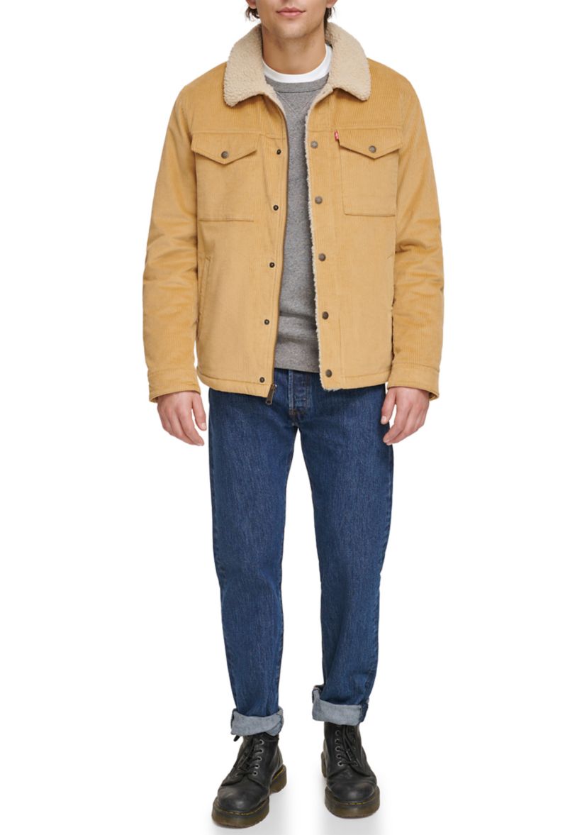 Mens Corduroy Jacket with Sherpa Lining and Collar