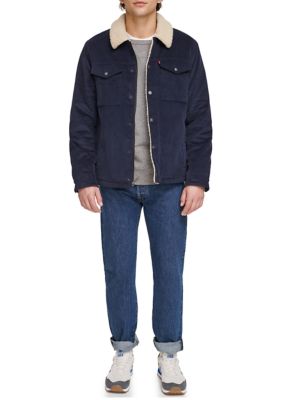 Mens Corduroy Jacket with Sherpa Lining and Collar