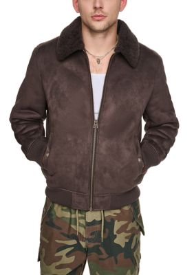 Levi's Men's Faux Shearling Bomber Jacket, Dark Brown, Medium