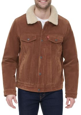Levi's Men's Faux Suede Trucker Jacket With Sherpa Lining And Collar