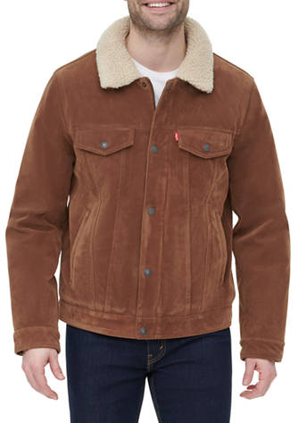 Levi's® Faux Suede Trucker Jacket with Sherpa Lining and Collar | belk