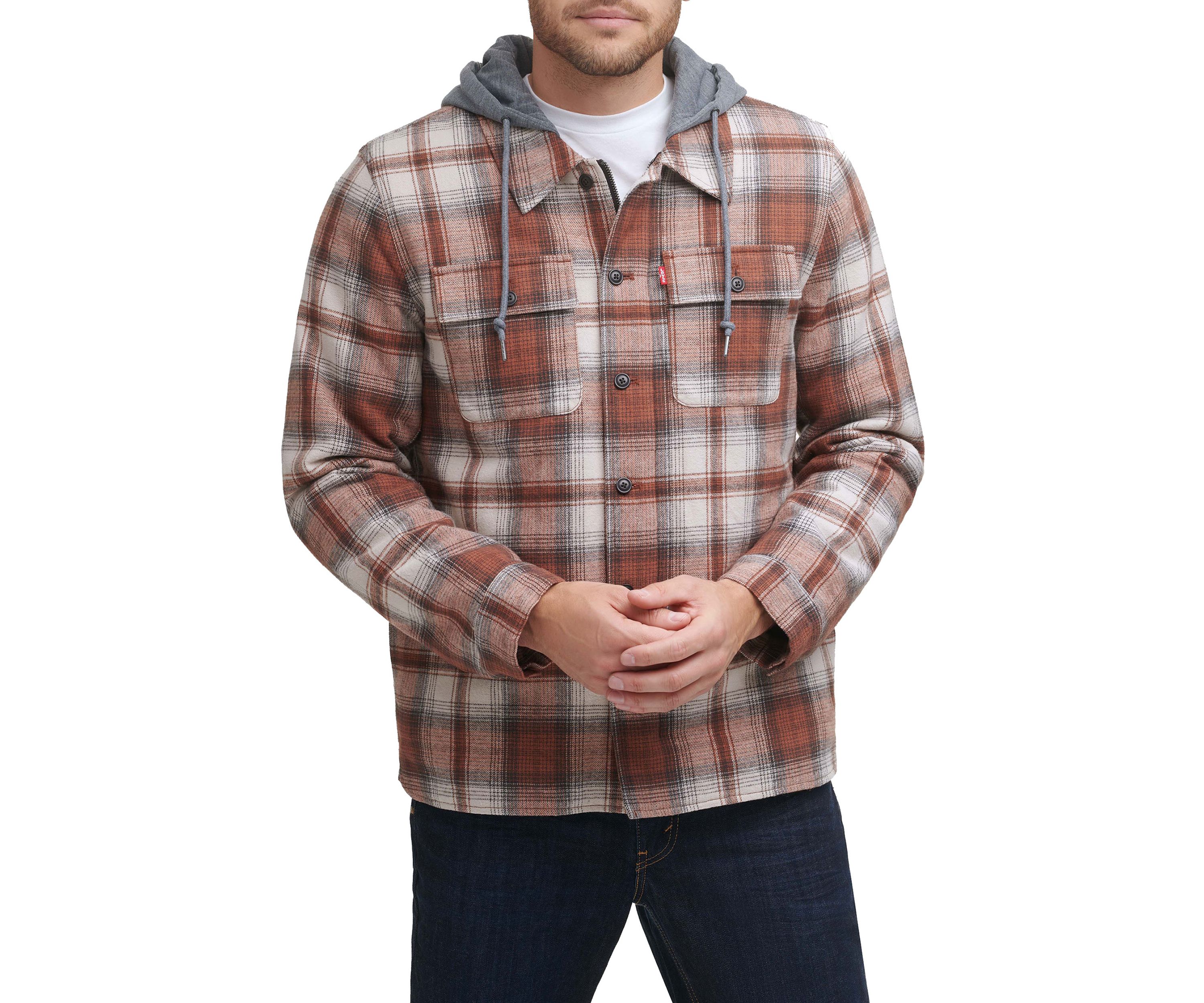 Cotton Shacket with Jersey Hood and Sherpa Lining