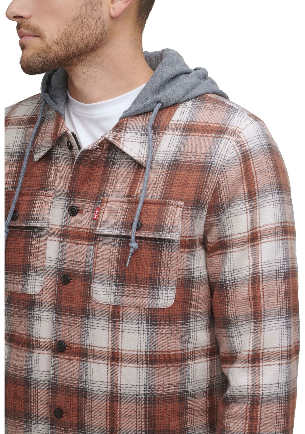 Cotton Shacket with Jersey Hood and Sherpa Lining