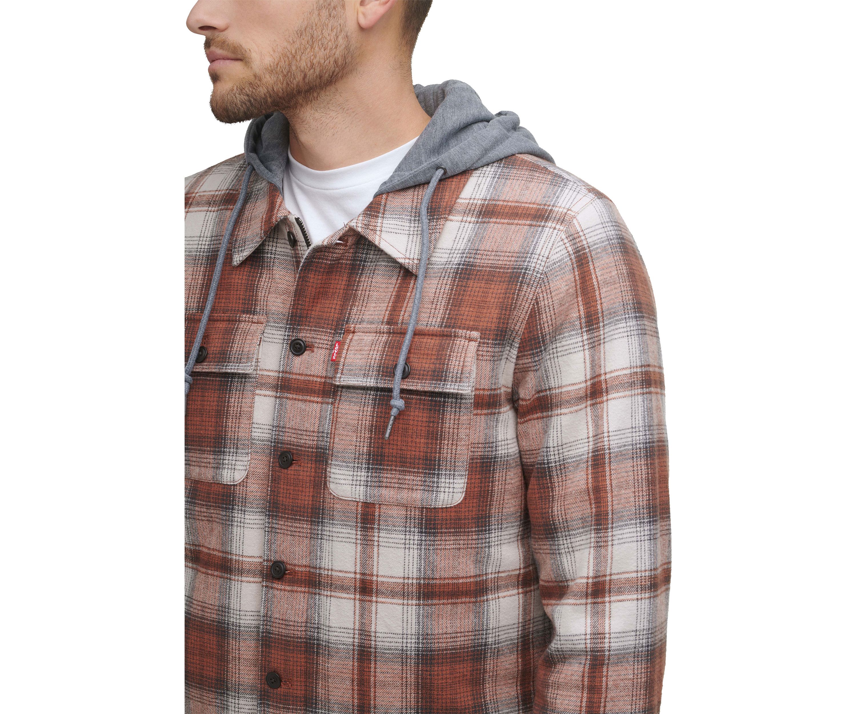 Cotton Shacket with Jersey Hood and Sherpa Lining