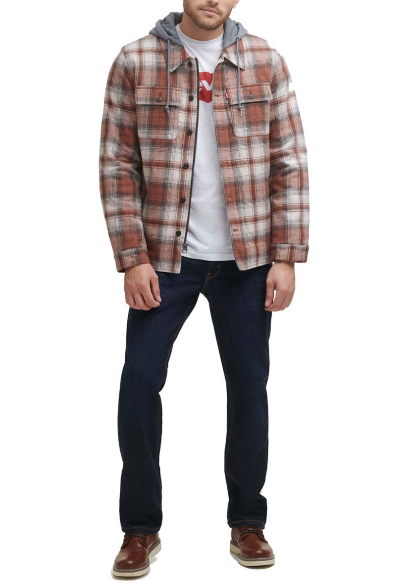 Cotton Shacket with Jersey Hood and Sherpa Lining