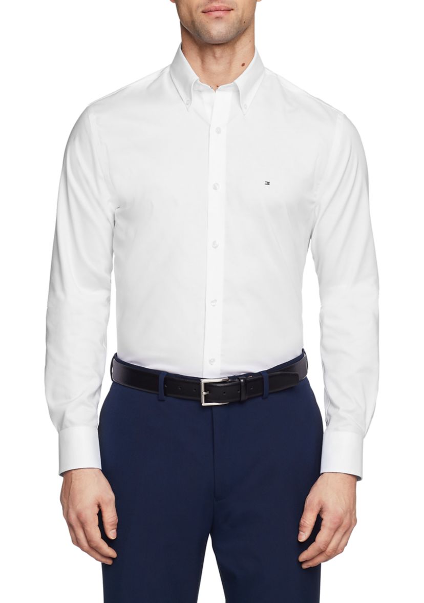 Mens Slim Fit Flex Stretch Dress Shirt