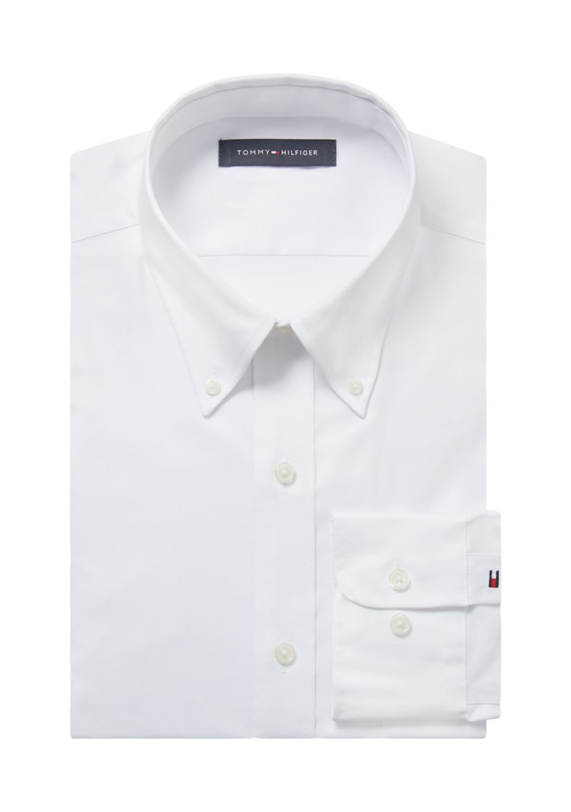 Mens TH Flex Regular Fit Pinpoint Dress Shirt