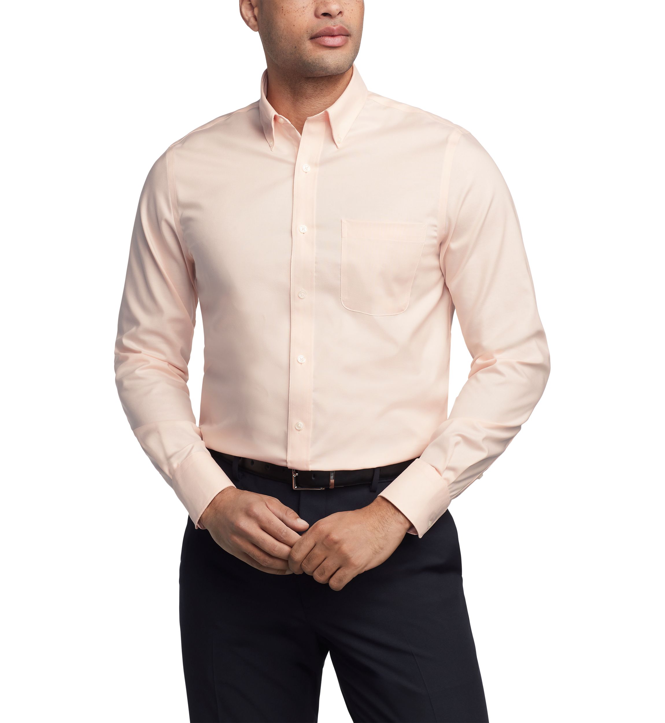 blush dress shirt mens Pink Stretch Regular-Fit Dress Shirt