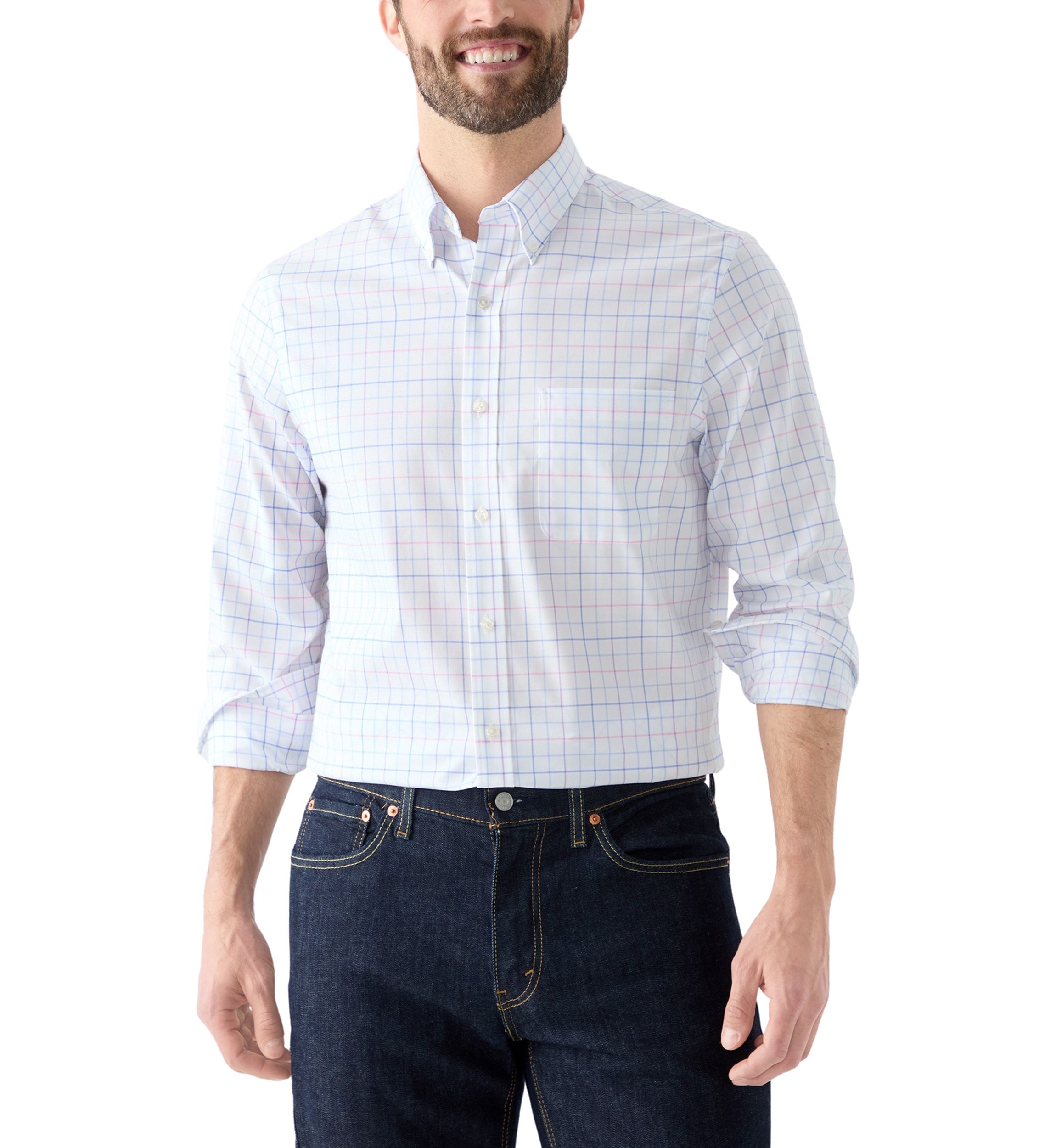 Multicolored Windowpane Printed Button Down Shirt