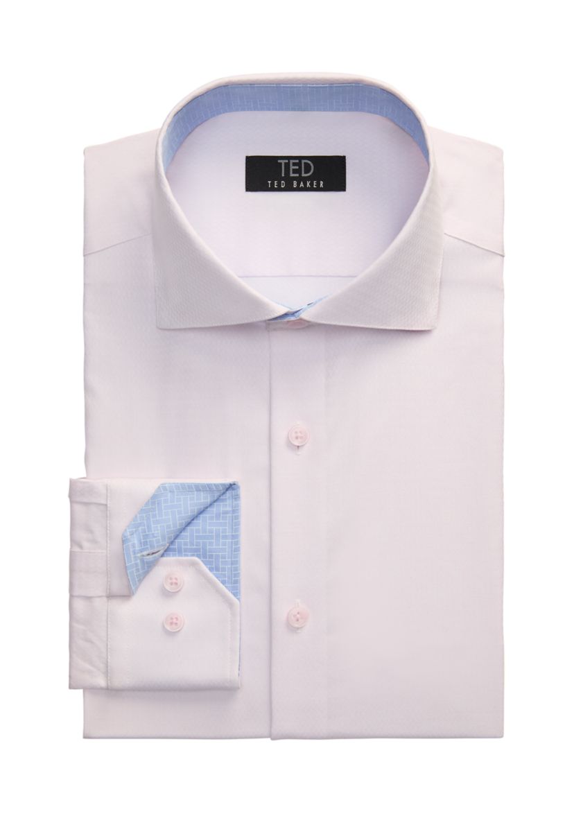 ted baker slim fit dress shirt TED Baker Men's Premium Non-Iron Dress Shirt - Soft Pink