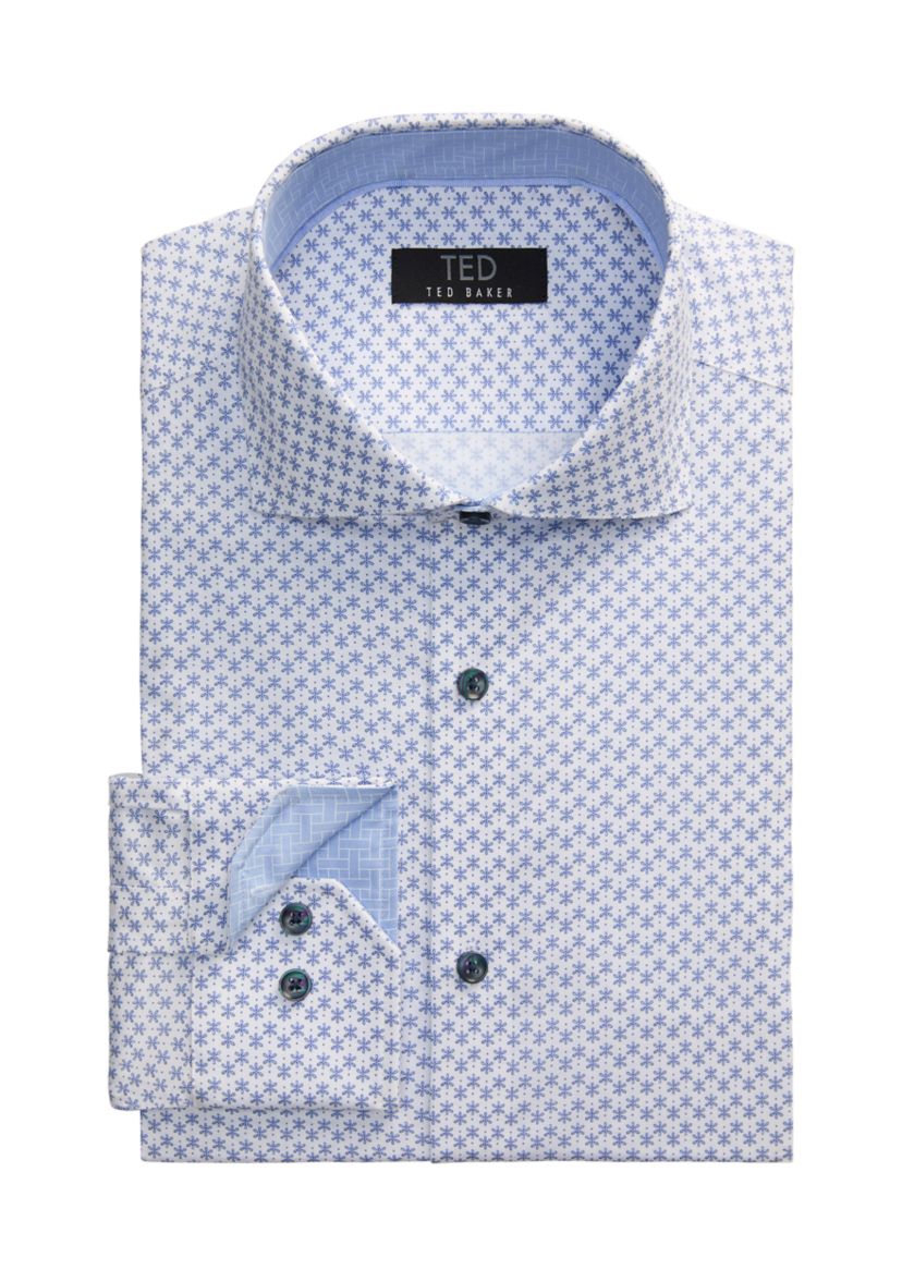 TED Baker Men's Premium Non-Iron Dress Shirt - Navy - Size 17 34/35