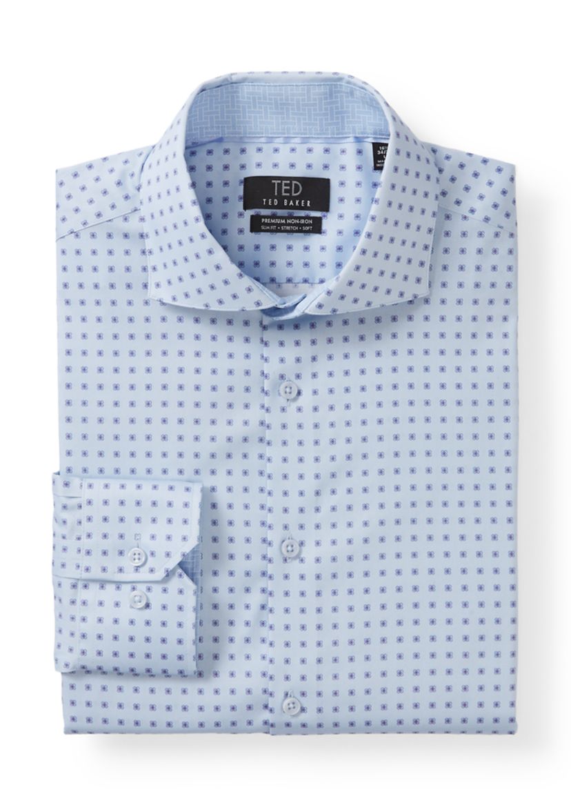 TED Baker Men's Premium Non-Iron Dress Shirt - Blue - Casual shirts