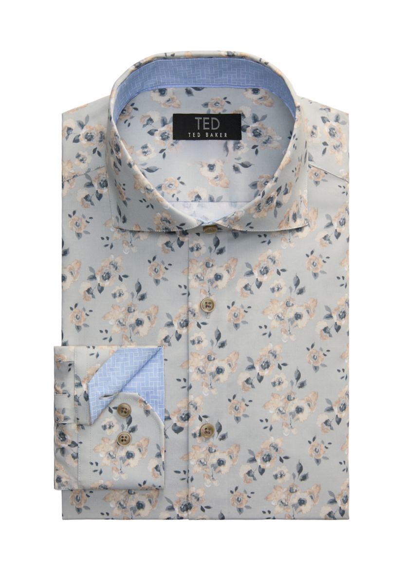 ted baker slim fit dress shirt TED Baker Men's Premium Non-Iron Slim Fit Shirt - Red Plum