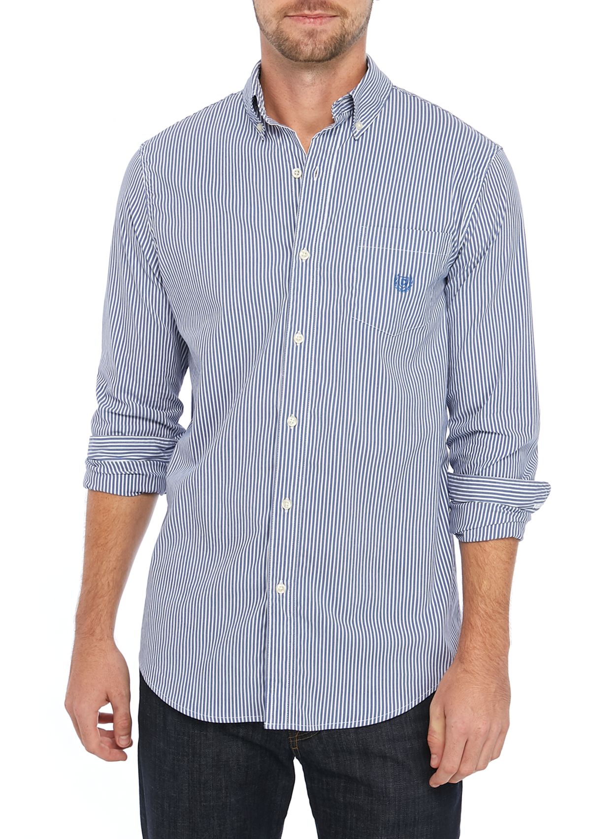 Long Sleeve Easy Care Royal Stripe Shirt
