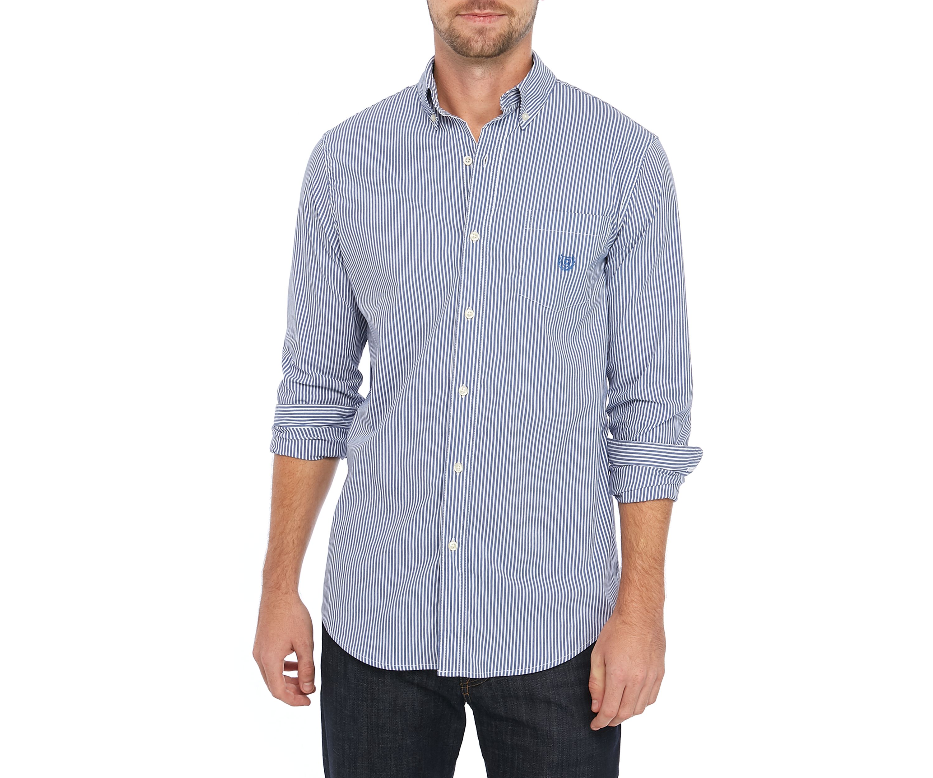 Long Sleeve Easy Care Royal Stripe Shirt