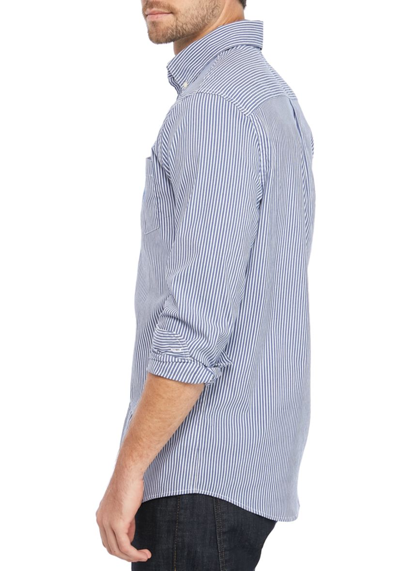 Long Sleeve Easy Care Royal Stripe Shirt