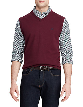Chaps Mens Cotton-Zip Sweater Vest