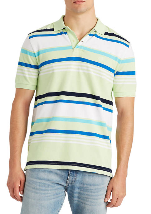 Short Sleeve Striped Piqué Polo Shirt 