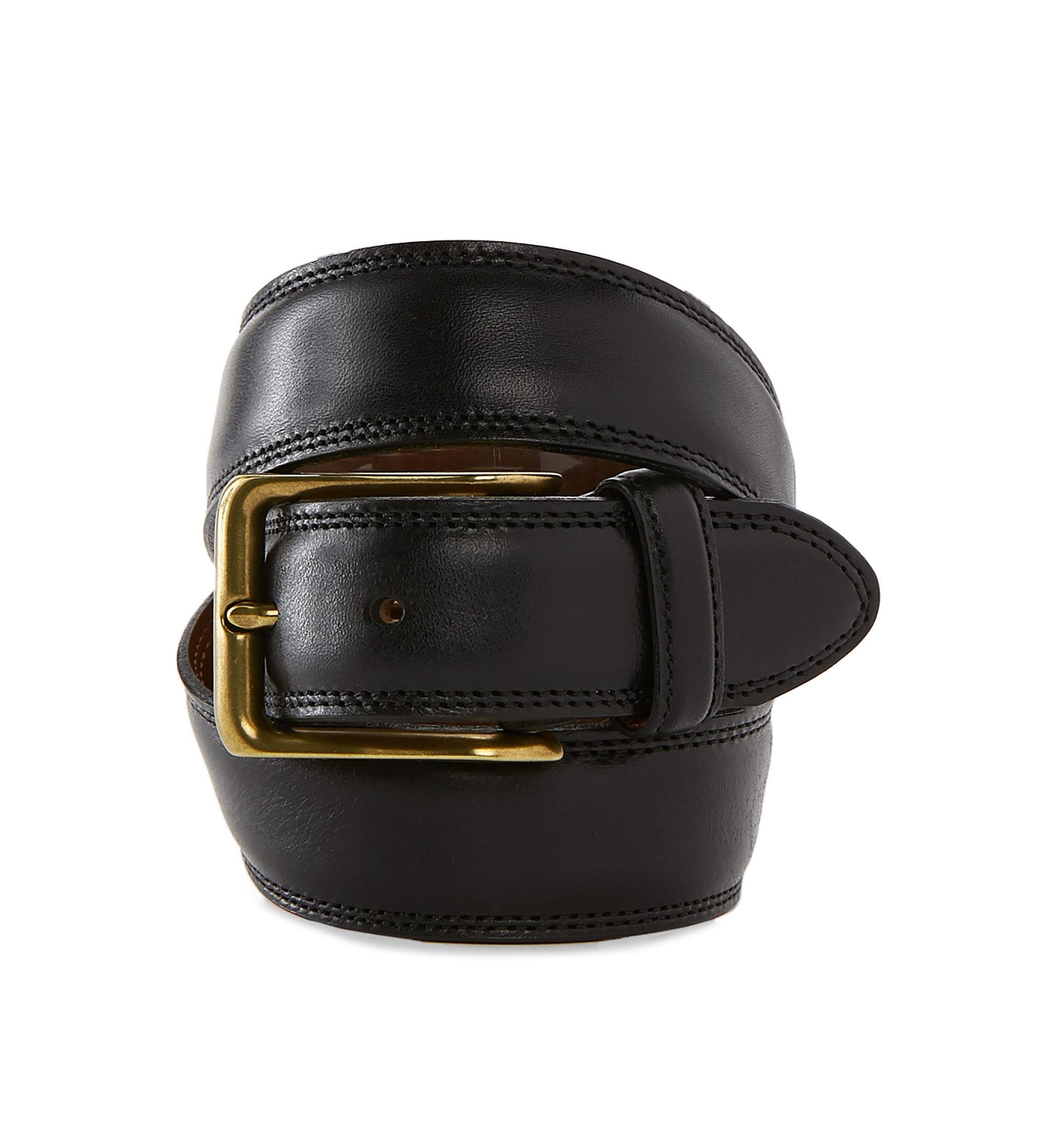 Antique Brass Buckle and Double Edge Stitch Belt