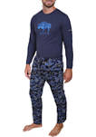 Long Sleeve Buffalo Camo Pajama Set
