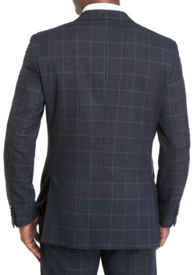 Blue Windowpane Modern Fit Suit Separate Coat