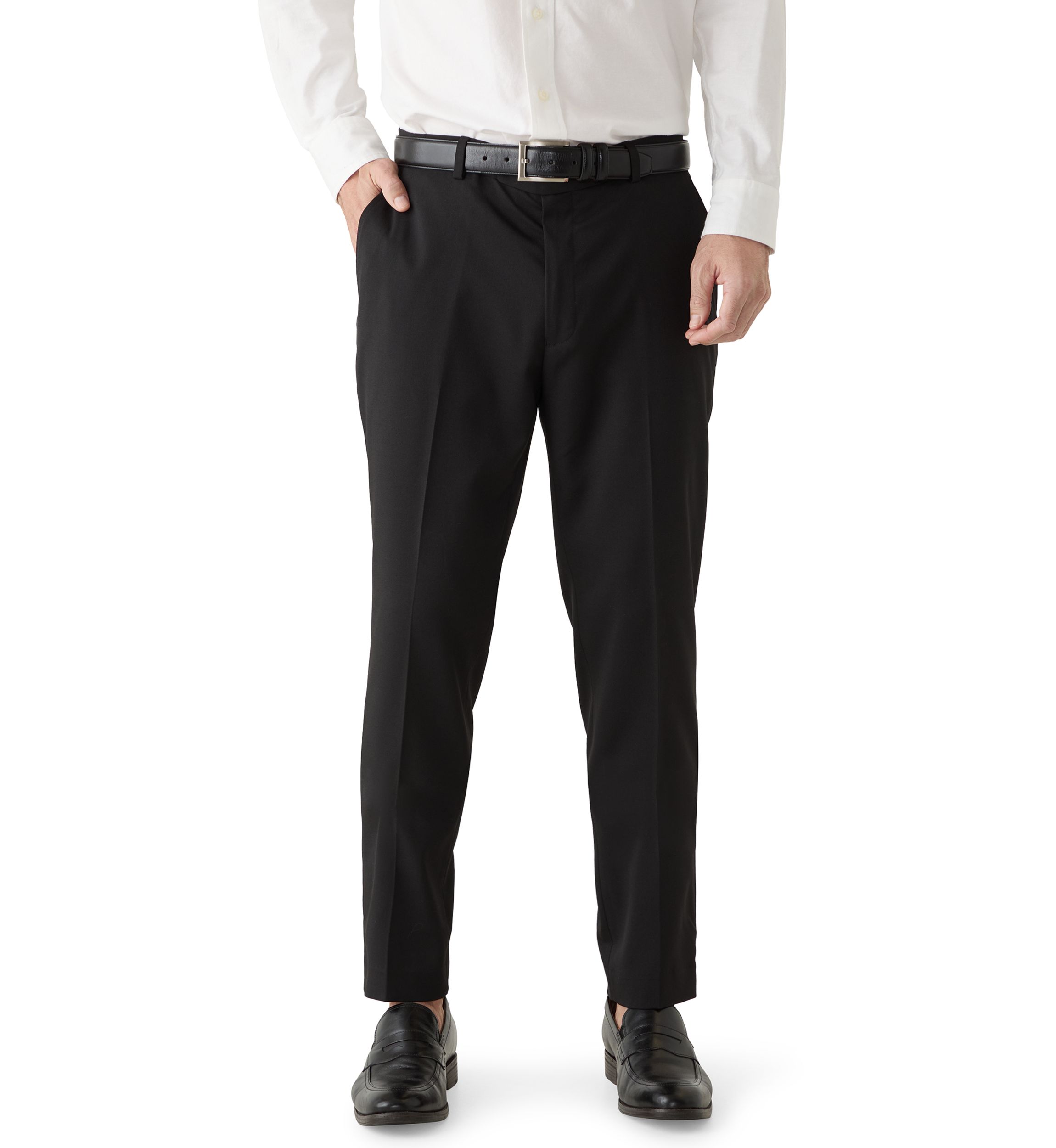 black casual dress pants Kosheko Men's Pleated Straight Wide Leg Suit Business Pant Big Tall Zipper Fly Baggy Trousers with Pockets XXL, Size: 2XL Create a uniform look for your staff without breaking the bank with these National Patrol by Henry Segal mens black dress pants Henry Segal Women's Black Flat