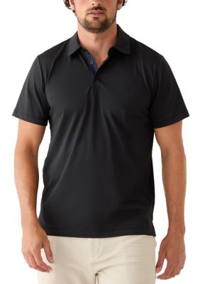Collection by Michael Strahan Men's Short Sleeve Knit Polo Shirt, Black, 2XL