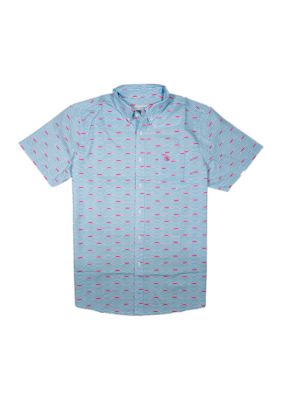 Southern Proper Men's Retro Wave Cocktail Shirt, Blue, Small