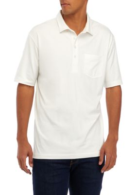 Southern Proper Men's Short Sleeve Solid Heather Polo Shirt, White, 2XL
