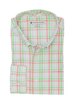 Southern Proper Men's Long Sleeve Button Down Shirt, Green, Medium