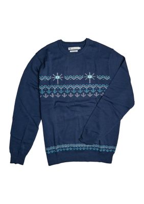 Southern Proper Men's Bienville Crew Neck Sweater, Navy Blue, 2XL
