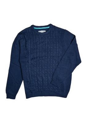 Southern Proper Men's Cable Sweater, Navy Blue, Medium
