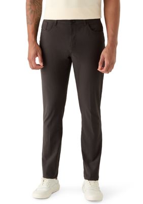 Ben Hogan Men's Flat Front 5 Pocket Horizon Pants, Black, 34 x 30