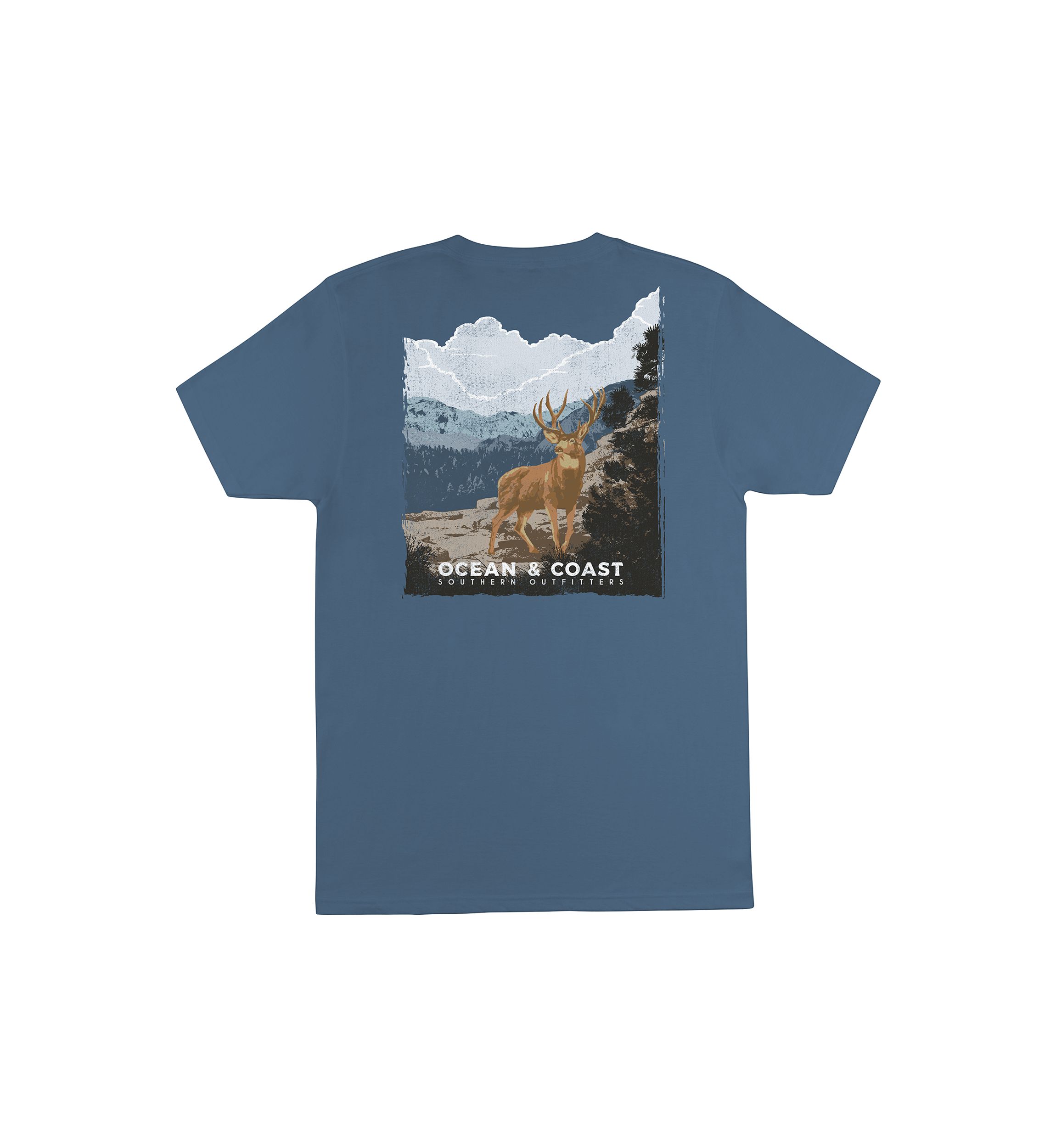 Indigo Blue Mountain Deer Graphic T-Shirt 